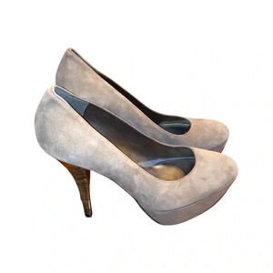 Stuart Weitzman Suede Platform Taupe Heels Size 9